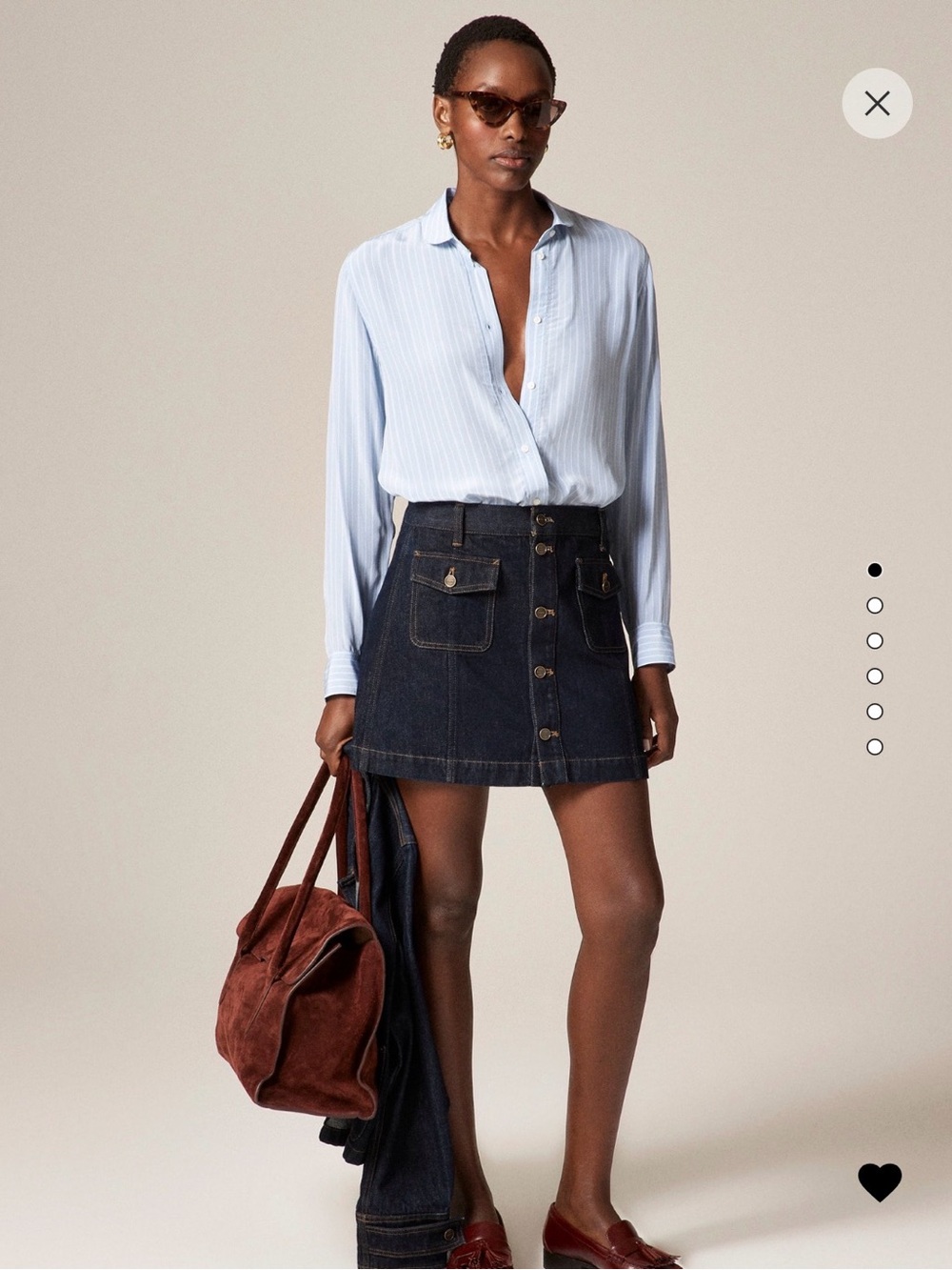 J crew Dark Indigo patch pocket Denim Button-Front Mini Skirt